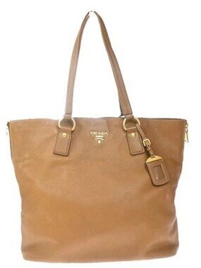 PRADA Logo Side Zip Shoulder Hand Tote Bag Leather Brown GHW 21KP487